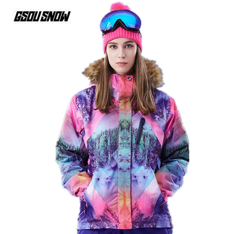 

GSOU SNOW Brand Women Skiing Jackets Snowboarding Snow Coats Female Mountain Ski Snowboard Clothing Winter Outdoor Cheap Skiwear