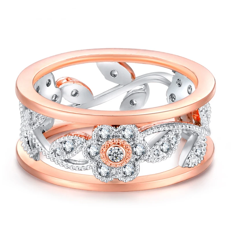 Женское кольцо цвета розового золота с цветочным рисунком|fashion rings for women|rings womenring |