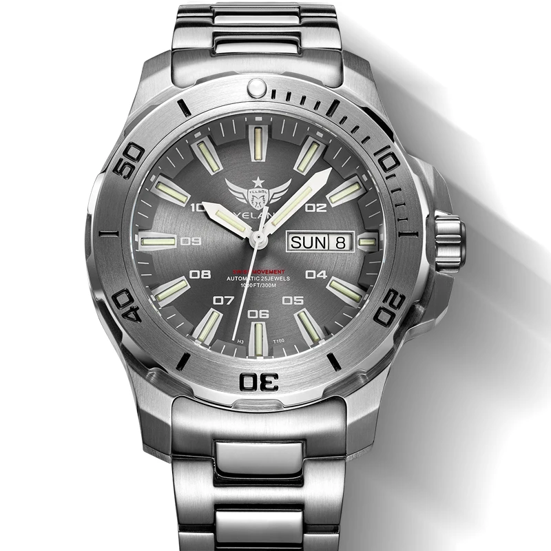 YELANG V5.1 KELPY غوص رجالي 300 متر للماء T100 التريتيوم المزدوج التقويم التلقائية الميكانيكية ساعة معصم ب ETA 2836 الحركة YELANG V5.1 KELPY غوص رجالي 300 متر للماء T100 التريتيوم المزدوج التقويم التلقائية الميكانيكية ساعة معصم ب ETA 2836 الحركة