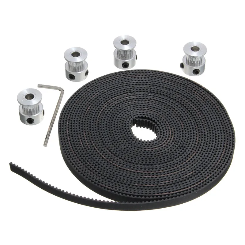 

Newest 2pcs 16 Teeth GT2 Timing Belt Pulley Bore 5mm + 5M GT2 Timing Belt Width 5mm 2GT Timing Belt pulley