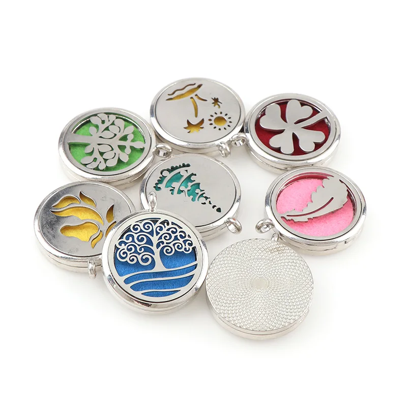 

35mm 8 Designs Plant seriesAroma Diffuser Necklace Charms Diffuser Locket Snap Buttons Essential Oil Perfume Snap Button
