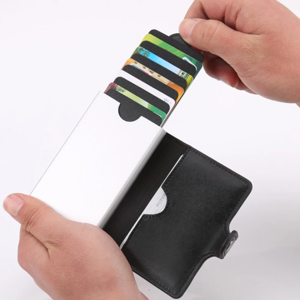 Горячая мини тонкий портативный ID визитницы для женщин и мужчин потянутые каскадные кошельки Алюминиевый Чехол для кредитных карт короткий кошелек