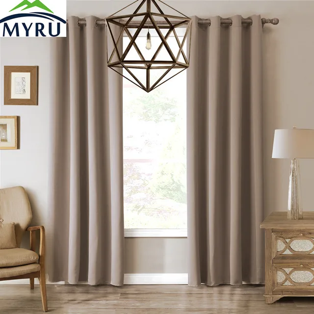 Myru 4 Sizes Pure Color Khaki European Style Window Curtains Myru 4 Sizes Pure Color Khaki European Style Window Curtains Polyester For Living Room Bedroom
