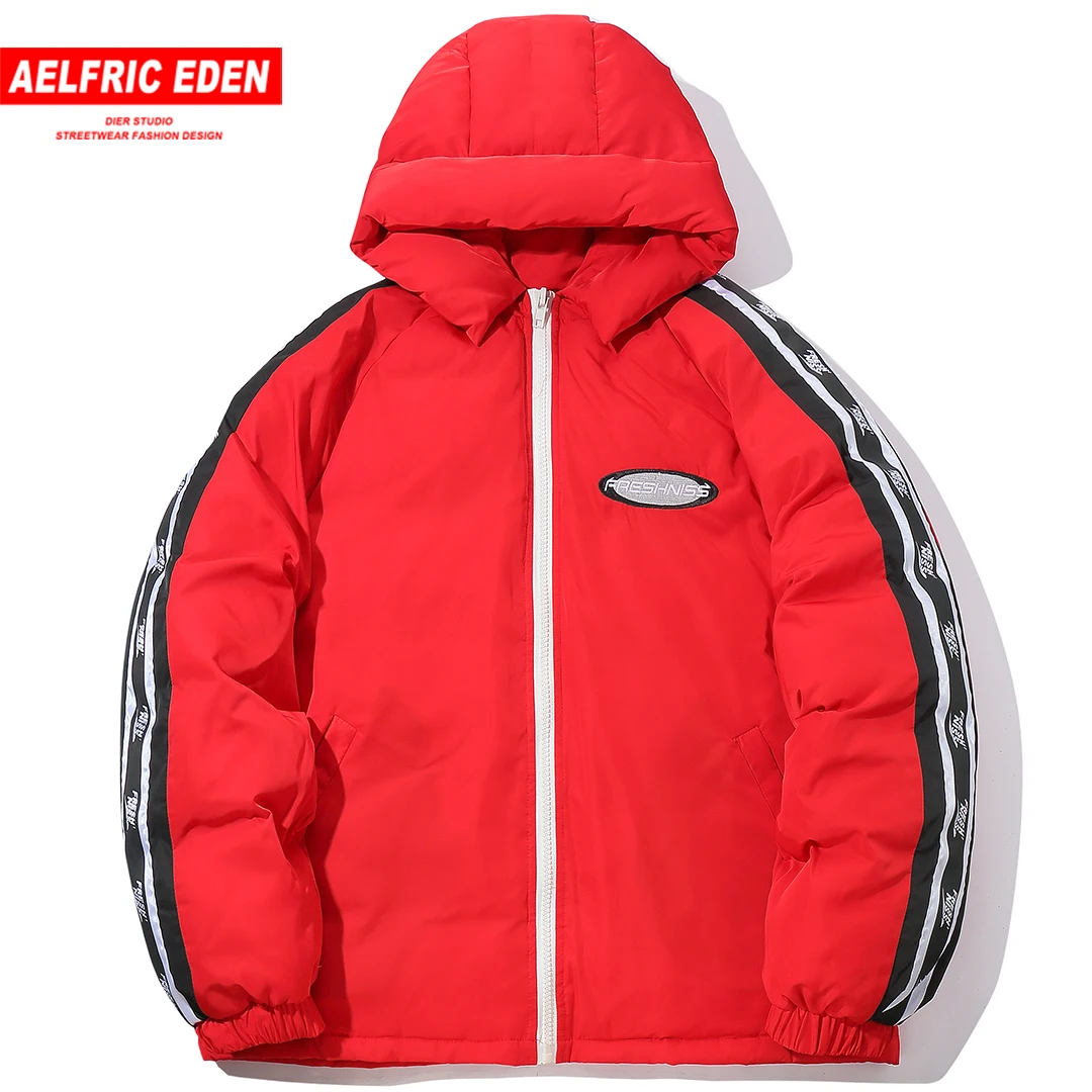 

Aelfric Eden Color Block Hooded Parkas Coat Men's Winter Warm Thick Jacket Hip Hop Streetwear Windbreaker Casual Overcoat Fs39