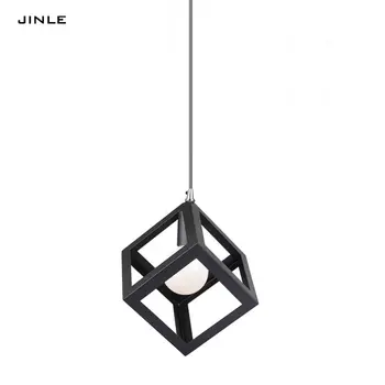 

2017 Sale Luminaire Lamparas Vintage Simple Iron Square Shape Pendant Light Lamp Shade Droplight Study Dining White Decoration