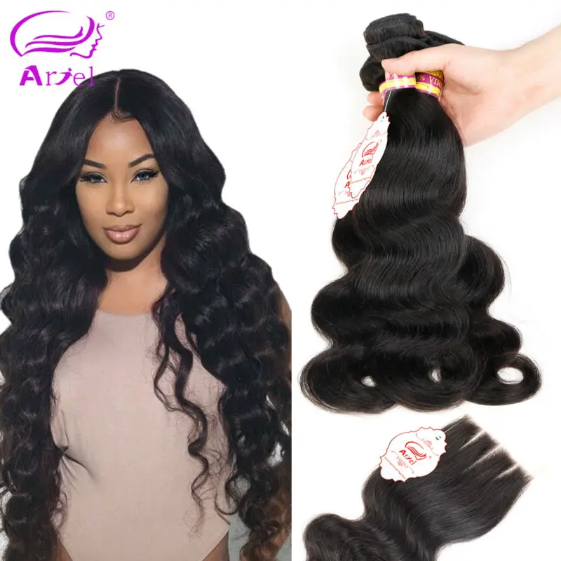 Malaysian Virgin Hair With Closure 4 Bundles Virgin Human Hair With Closure Rosa Hair Products Malaysian Body Wave With Closure