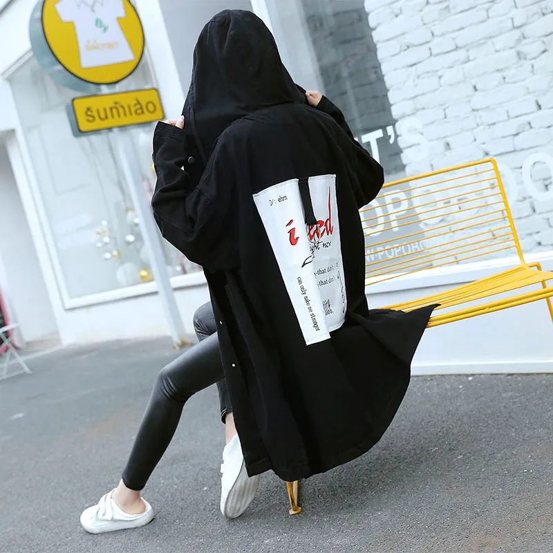 coats Printemps Manteaux Européenne Femmes Long Noir Pour Haut Manches Fasion Trench Office Automne Denim Lady Lâche Femme Solide Longues Pleine qSwY4X7