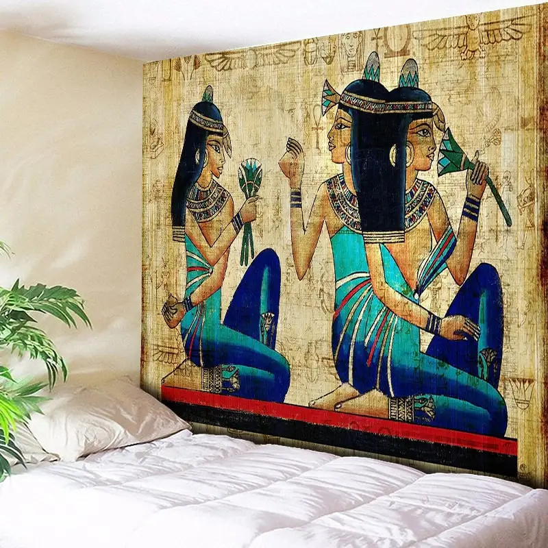 

Indian Tapestry Wall Hanging Vintage Egyptian Art Mural Buddha Statue Decorative Wall Rug Bohemian Hippie Tapestries Wall Cloth