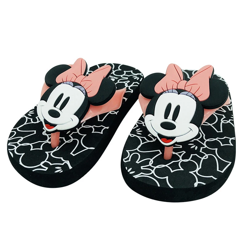 Mickey Minnie Cute Cartoon Kids Slippers Soft Bottom Comfortable Flip Flops For Girls Barefoot Children Boys Summer Beach Shoes