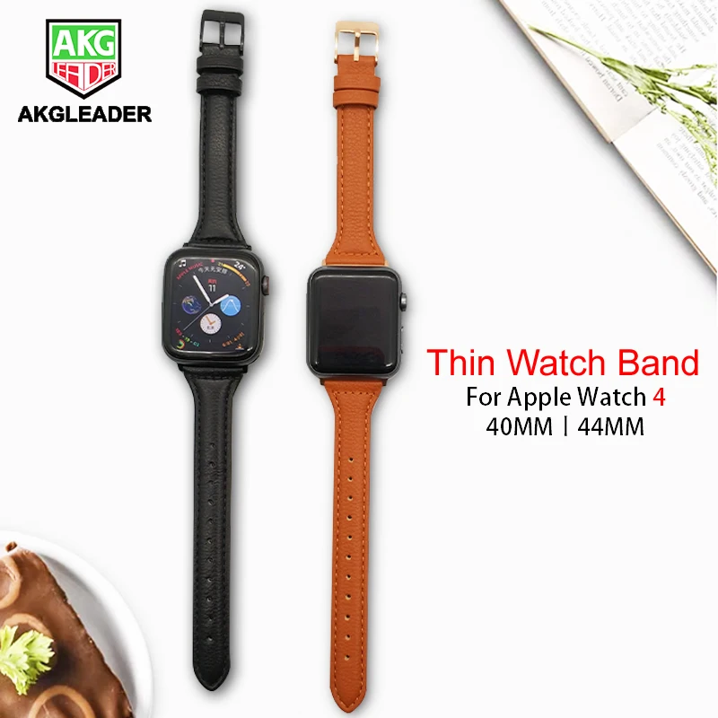 Тонкий ремешок AKGLEADER T-образной формы для Apple Watch Series 4 40 мм 44 браслет из натуральной