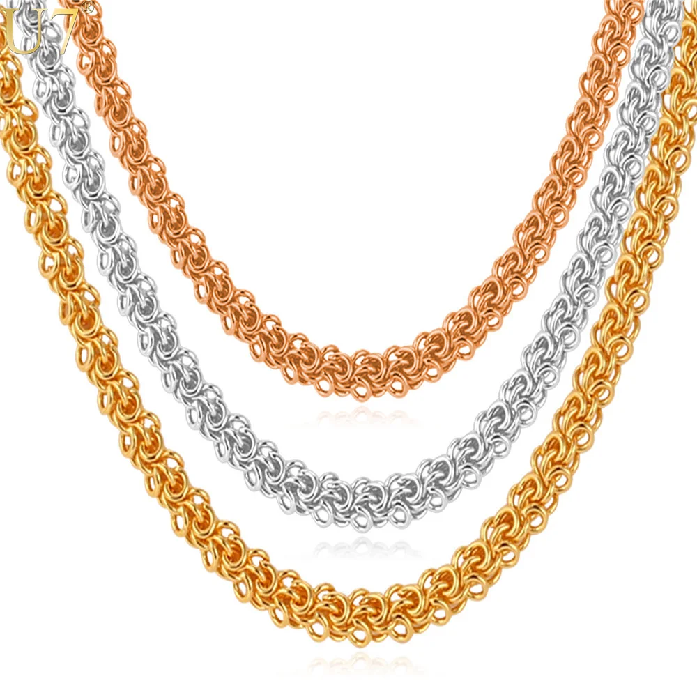 U7 Hiphop Gold Color Chains for Men Fashion Jewelry Wholesale Rose