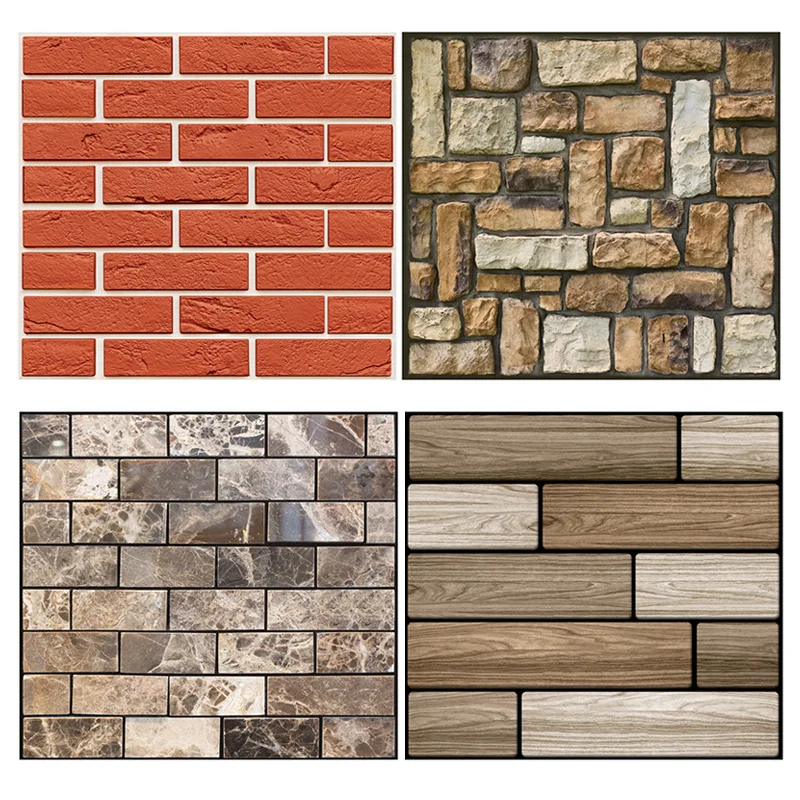 30 30cm 3D Stone Brick  Wallpaper Removable PVC Wall  