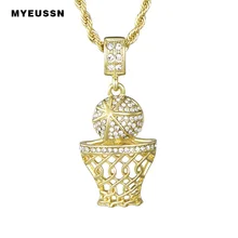 Баскетбольные кулоны на обруче хип-хоп ювелирные изделия для мужчин Iced Out Bling Crystal золото/серебро высокое качество ожерелье с цепочкой Чемпион