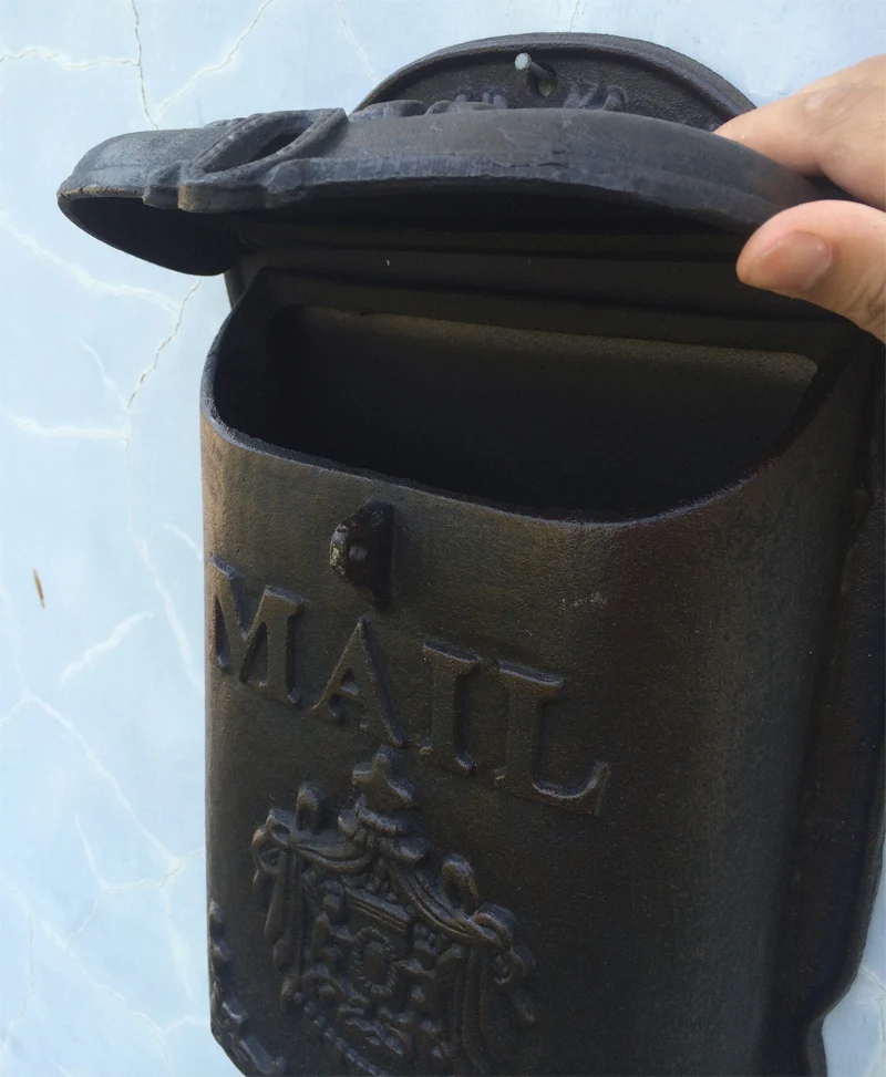 Standing Cast Iron Mailbox/ Wrought Iron Letter Box Metal Postbox, Mail box Garden decor