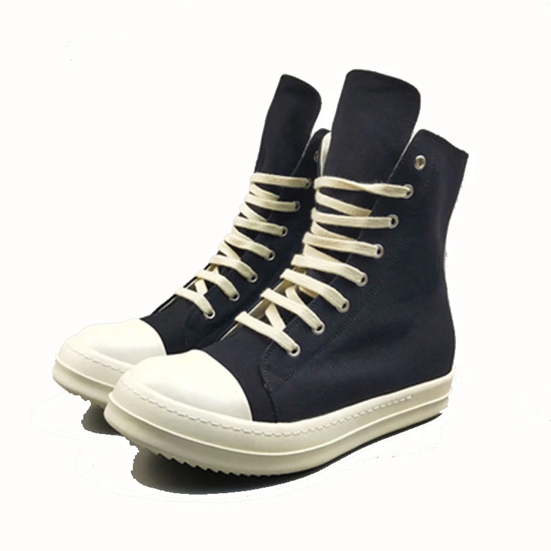 

New Arrivals Men Casual Canvas Shoes High Luxury Trainers Lace-Up Zip Spring Male Basic Black Casual Boots Brand Flats Shoes