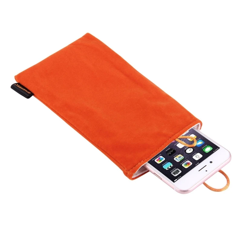 HAWEEL Для женщин Для мужчин мягкие фланелевые сумка с жемчугом и пуговицы для iPhone для samsung мобильного телефона до 5,5 дюймов Экран телефон - Цвет: Оранжевый