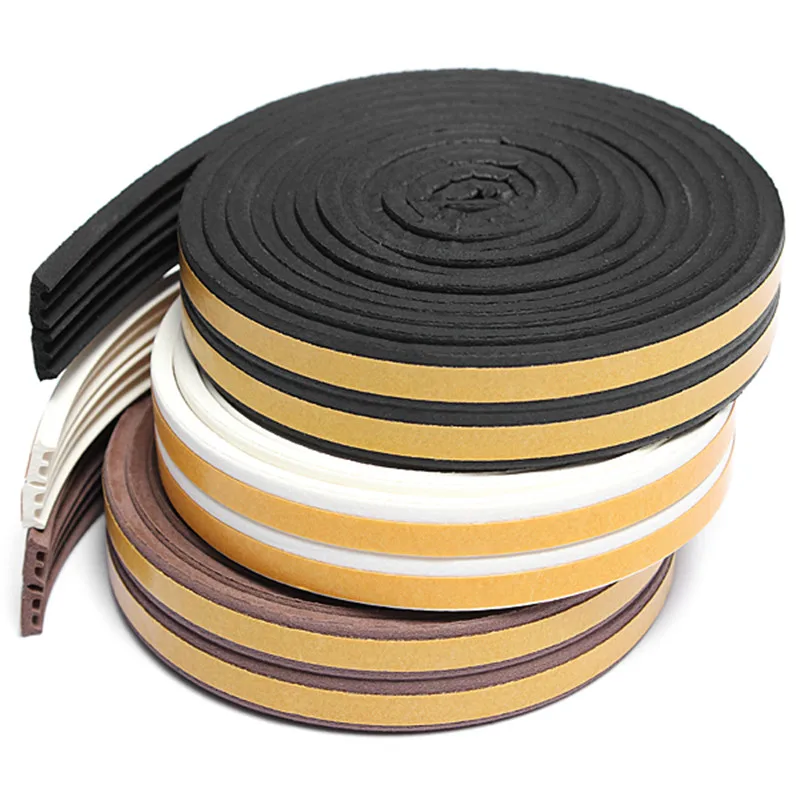5M E-type Car Window Door Foam Draught Self Adhesive Excluder Rubber Seal Strip