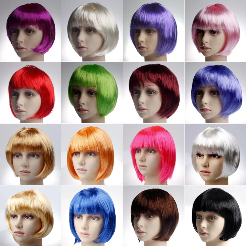 

Hot sale 17 color Fashion Women BOBO Wig Cosplay Fake Hair Birthday Bachelorette Party Decoration dance Favor performance props