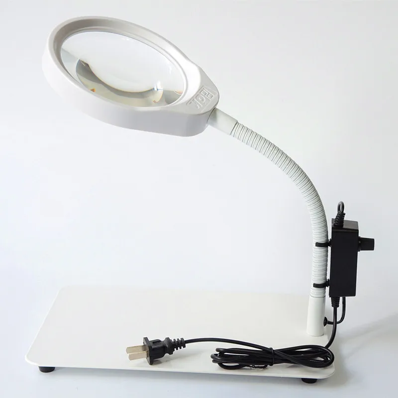 

10X White Multi-functional Magnifying Glass and Desk-top Magnifier with LED light to Inspect Electronic and Metal Components