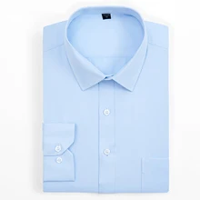 Мужская классическая Однотонная рубашка с длинным рукавом, нашивка для рубашки, мужские деловые рубашки с одним карманом, рабочая одежда для офиса