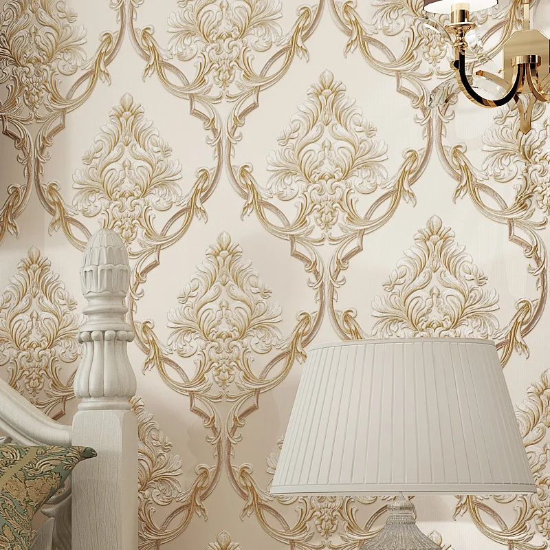 papier peint European Damask Wall Papers Home Decor Flower Blue Wallpaper Roll for Living Room Bedroom Walls Mural 3D behang