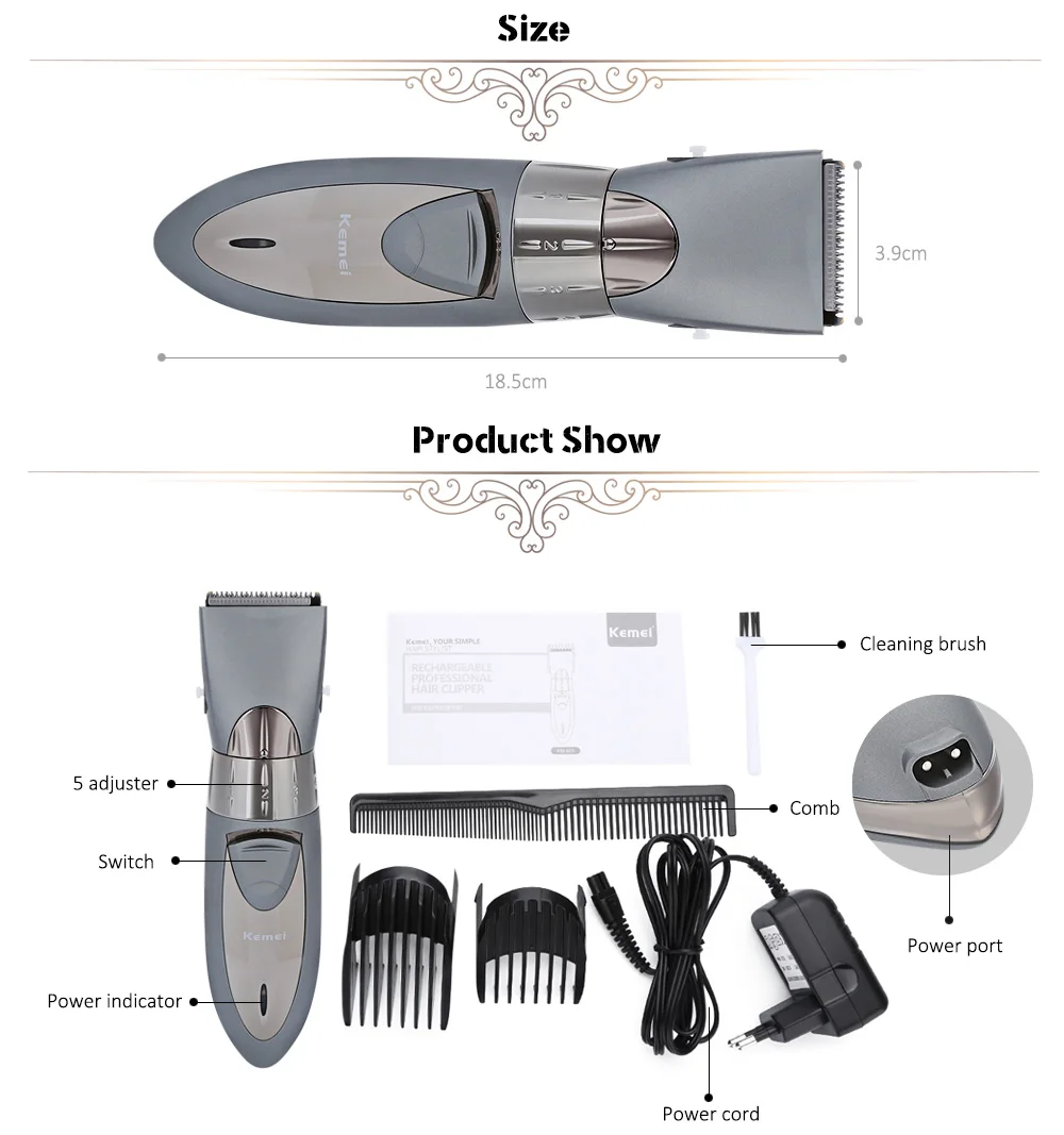 Kemei KM-605, новинка, перезаряжаемая, водонепроницаемая, электрическая машинка для стрижки волос, триммер для маленьких мужчин, бритва, триммер для волос, машинка для стрижки волос