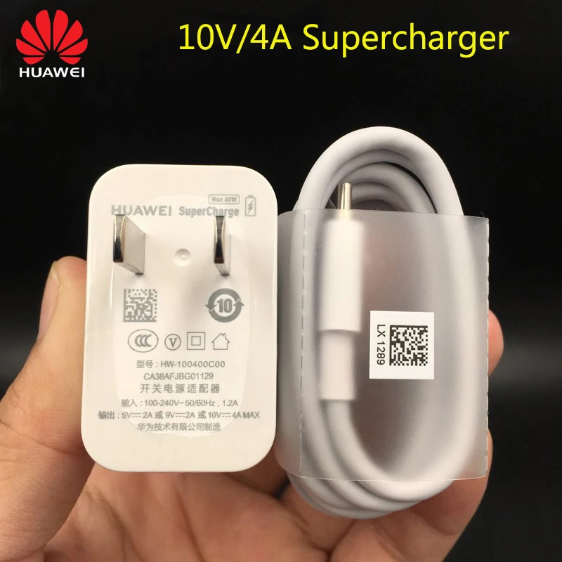 

Original HUAWEI US Wall Charger 10V 4A Quick Travel Adapter 5A Type C Data Cable For Huawei 10 20 X Pro Honor 9 10 P20 P30 Pro