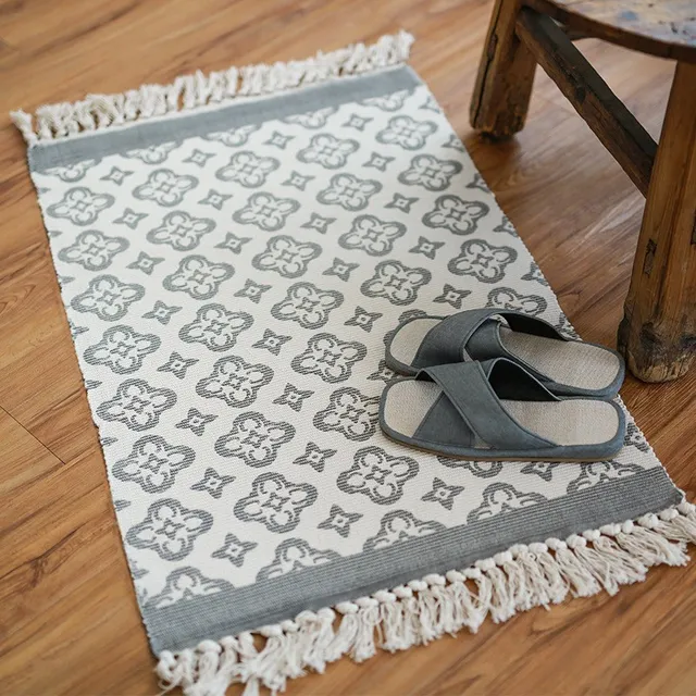 Retro Carpet For Sofa Living Room Bedroom Rug Cotton Tassels Yarn Dyed 60x130cm Table Ruuner Bedspread.jpg 640x640 - throws, decor - Nordic Geometric Style Rug