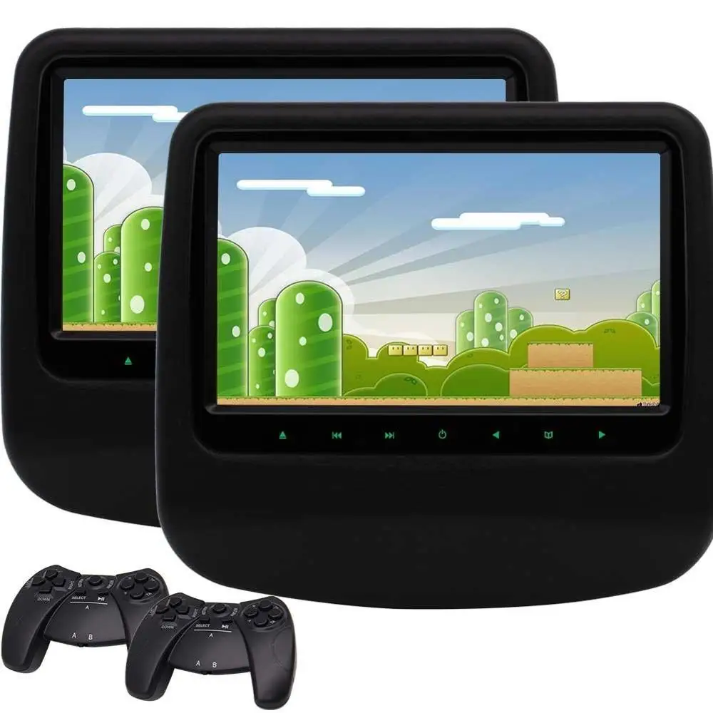 

2x Car DVD Player 9'' Dual Screen Car Headrest Digital Display Screen Backseat Support USB/SD HDMI Input 32 Bits Games Game Disc