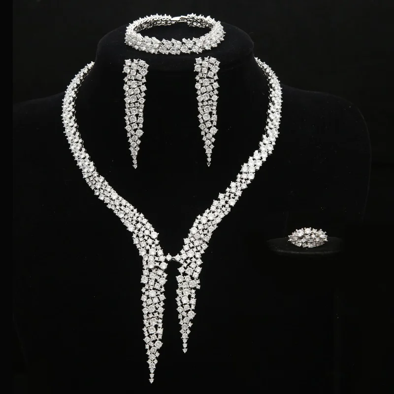 Hesiod Африканские свадебные ювелирные изделия Дубай серебряный цвет Ювелирные наборы романтический дизайн комплект ювелирных изделий Ожере... Hesiod Африканские свадебные ювелирные изделия Дубай серебряный цвет Ювелирные наборы романтический дизайн комплект ювелирных изделий Ожере...