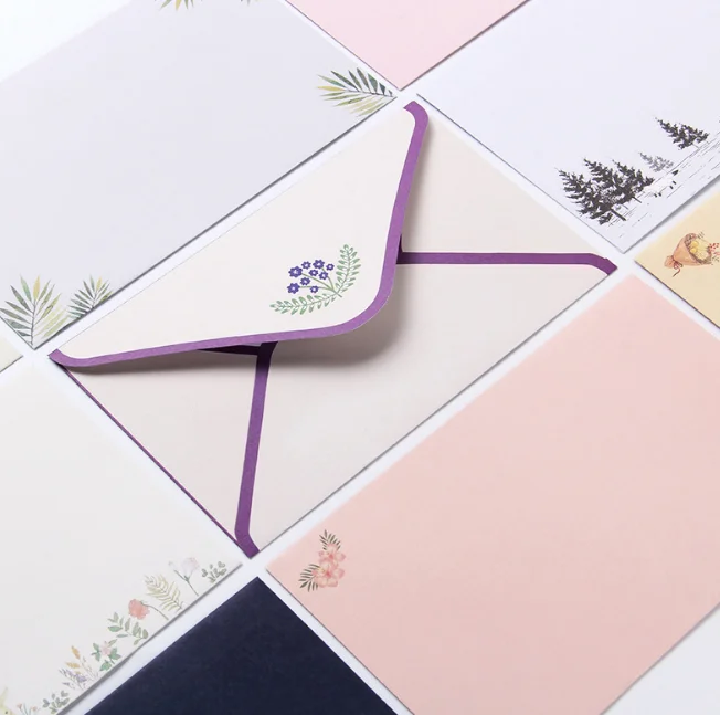 1 комплект 4 шт. бумаги и 2 конвертов с мелкими цветами животными|paper for|paper for officeflower