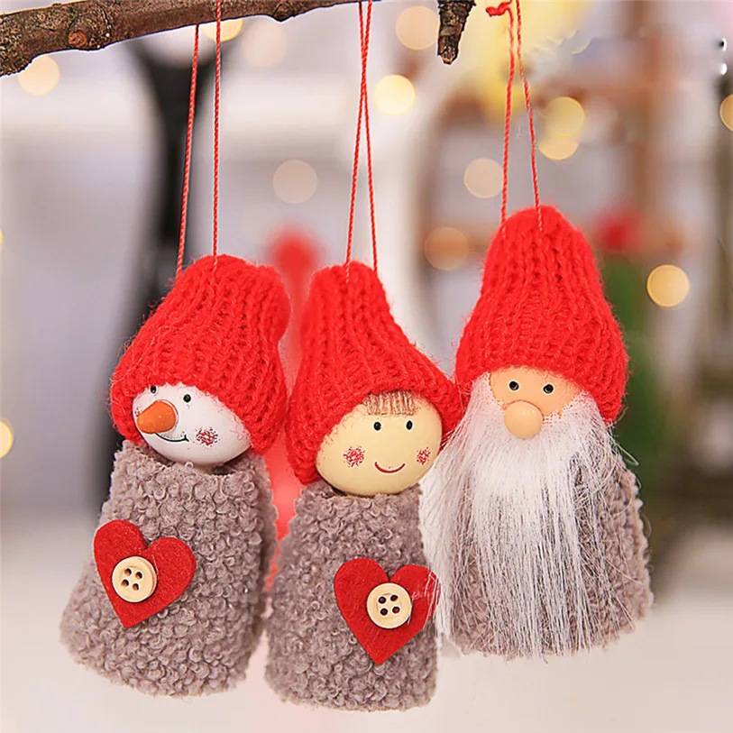 2019 New Santa Claus Christmas Hanging Ornaments Pine Cone Xmas Doll Gift 3PcsSets Tree Pendant Christmas Decorations #F#6OT15 (10)