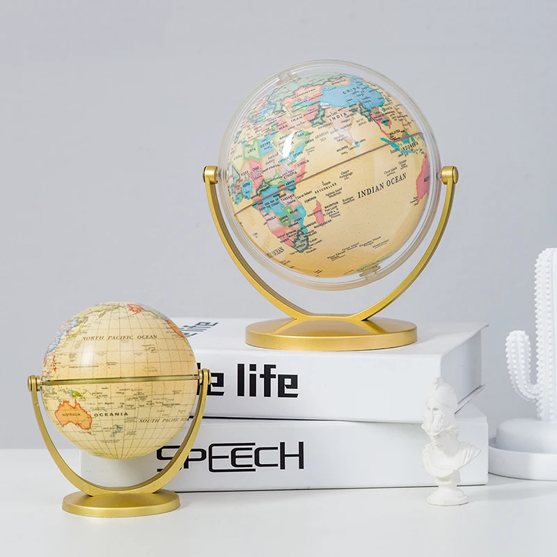 

Retro Globe Metal World Map Teaching Instrument Living Room Study Office Crafts Home Decoration Children Christmas Birthday Gift
