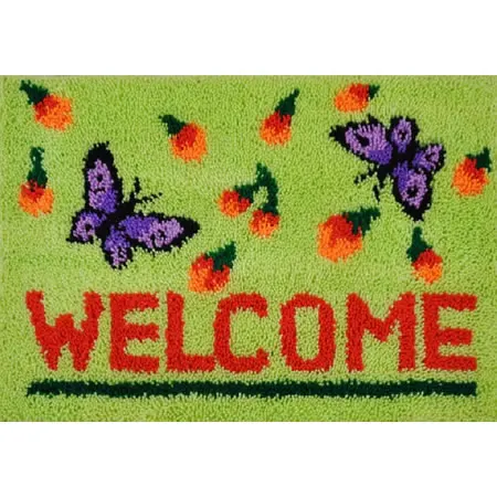 

JCS Welcome coming Hook Rug Kit DIY Mat Needlework Kit Unfinished Crocheting Rug Yarn MAT Embroidery Carpet