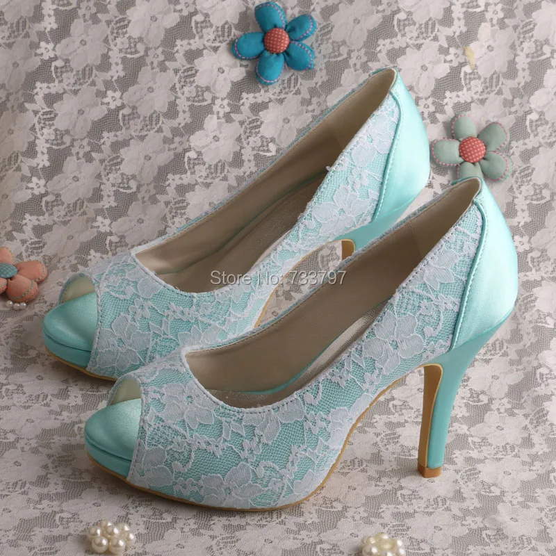 green satin platform heels