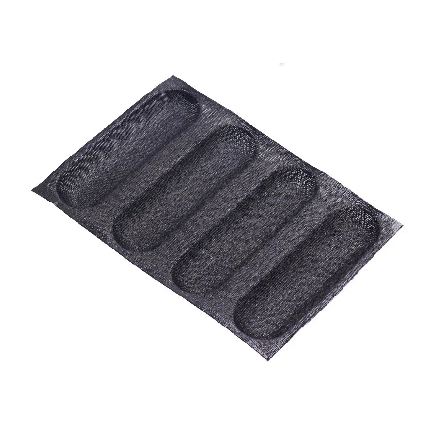 

Creacate 9 inch Subway Silicone Fiber Glass Bread Form Non-Stick Perforated Baking Mold for Sub Rolls 4 Loaf Baguette Tray