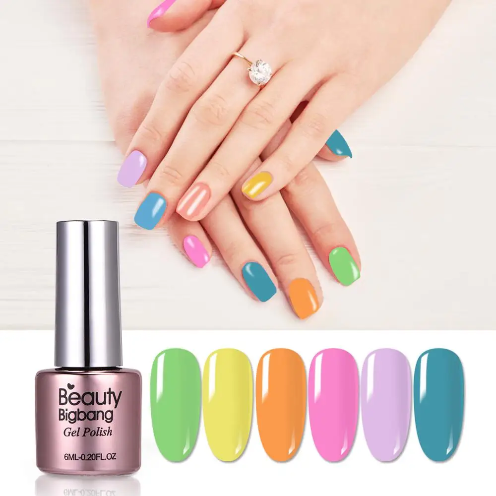

BeautyBigBang 6ML 36 Pure Color Nail Gel Polish UV LED Lamp Gel Varnishes For Nail Designs Manicure Top Soak-off Nail Gel Polish
