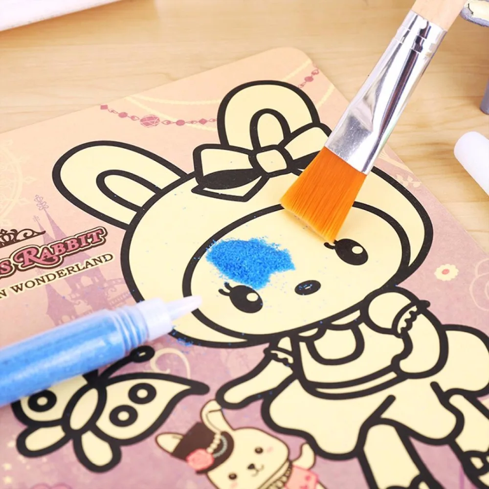 

9Pcs/lot Kids DIY Sand Painting Toy Children Drawing Board Sets BubbleSand Handmade Picture Paper Craft Sand Draw Art