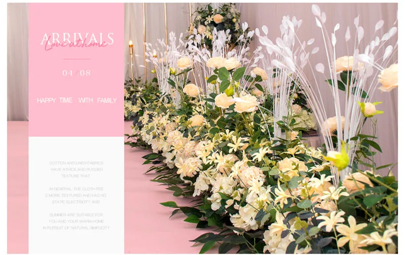 Flone Artificial Silk Hydrangea Rose Flower Row Wedding Road Lead T Station Stage DIY Background Art Home Decoration Accessories (4)
