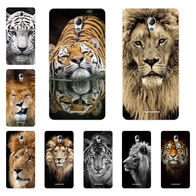

lenovo a5000 Case,Silicon Tigers and lions Painting Soft TPU Back Cover for lenovo a5000 Protect Phone cases shell