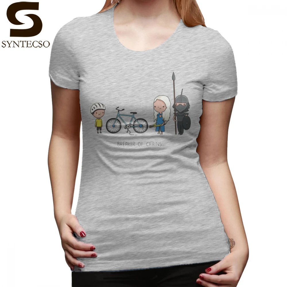 

Bike T-Shirt Breaker Of Chains T Shirt Print O Neck Women tshirt Silver Short Sleeve Cotton Simple Street Style Ladies Tee Shirt