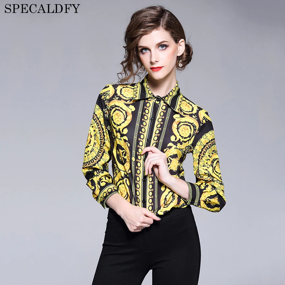 Achat Vintage Chemisier Dames Chemises De Bureau Femmes Tops Et Blouses Piste Designer Tops Haute Qualité Femmes Mode 2018 Blusas Mujer