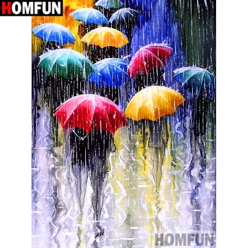 

HOMFUN Full Square/Round Drill 5D DIY Diamond Painting "Umbrella pedestrian" Embroidery Cross Stitch 5D Home Decor Gift A17086