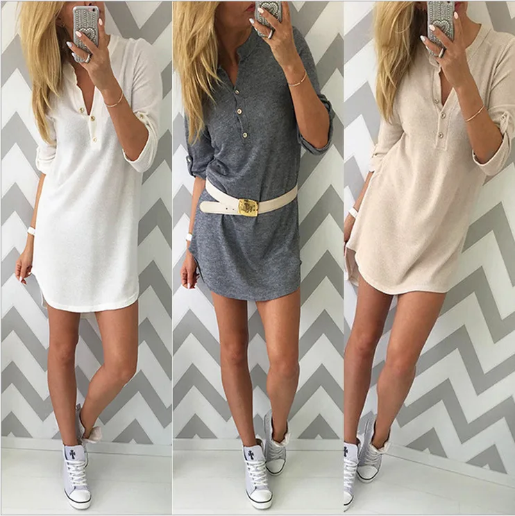 

New listing European and American V-neck long-sleeved pullover sweater top dress women's dress girls sweaters long cardigan