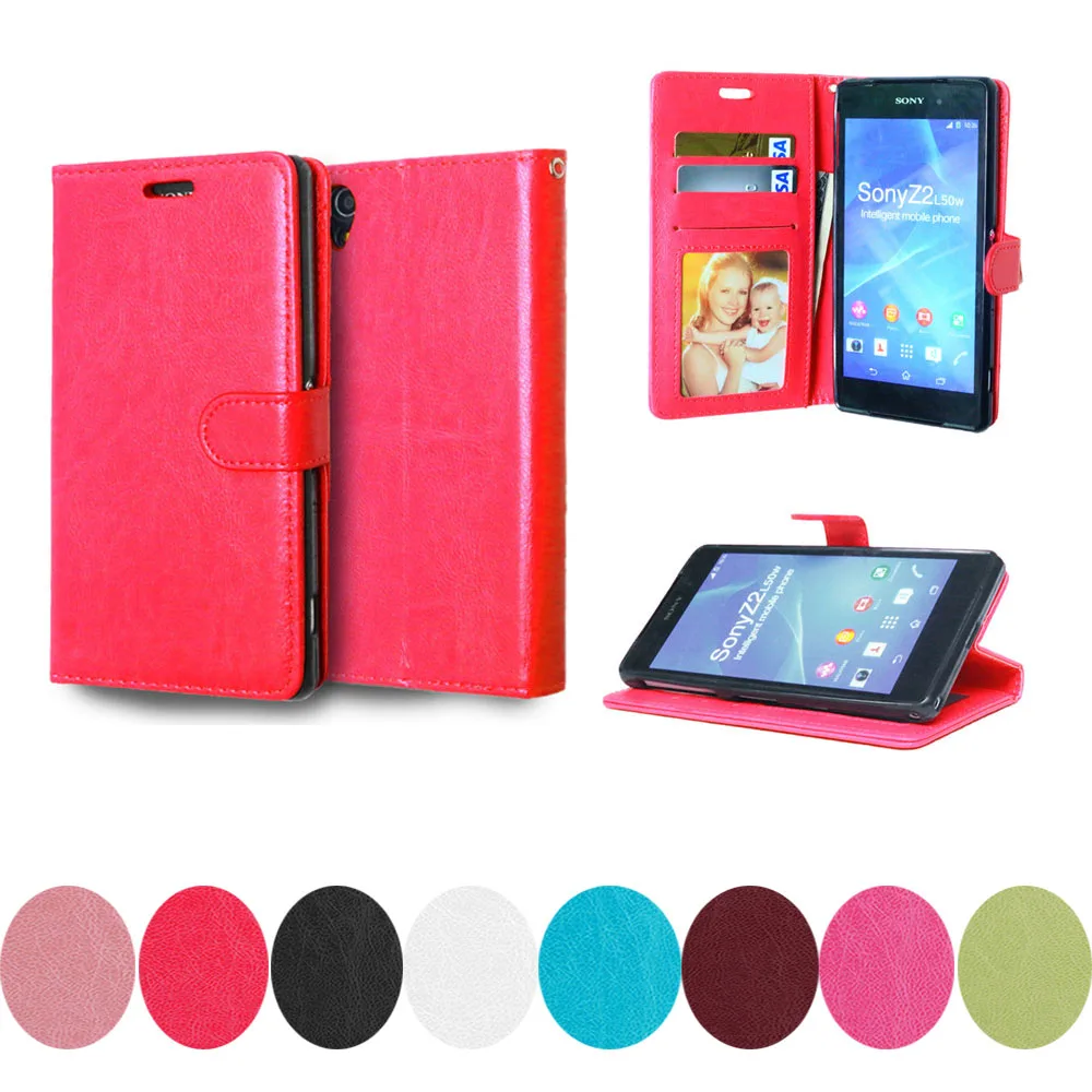 Флип чехол для Sony Z2 L50u L50t D6502 D6543 Xperia Z 2 L50 L50w D6503 однотонная фоторамка кожаный