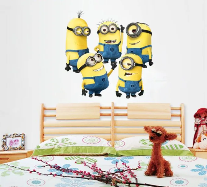 

New Design Wall Stickers For Kids Rooms 3d Despicable Me 2 Minion Movie Decal Removable Home Decor Free Shipping 80x100cm