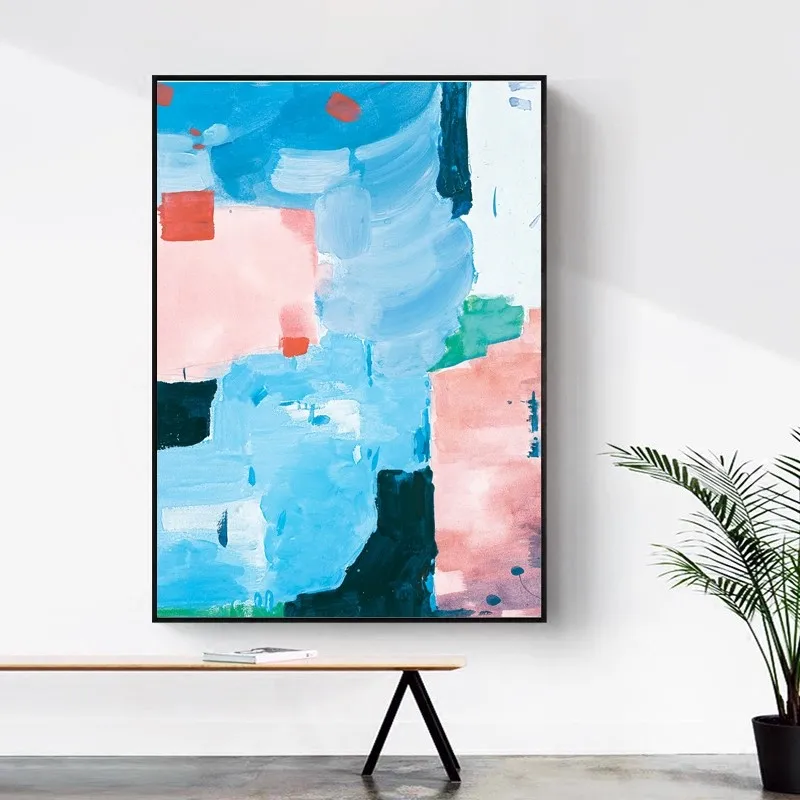 

Nordic Minimalist Abstract Watercolor Canvas Painting Refresh Coating Posters Prints Wall Art Pictures Living Room Home Decor