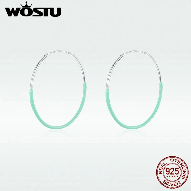 WOSTU, дизайн, простые синие серьги с клипсой для ушей,, настоящее 925 пробы, серебряные серьги для женщин, хит, модные ювелирные изделия, подарок, DAE141