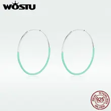 WOSTU, дизайн, простые синие серьги с клипсой для ушей,, настоящее 925 пробы, серебряные серьги для женщин, хит, модные ювелирные изделия, подарок, DAE141