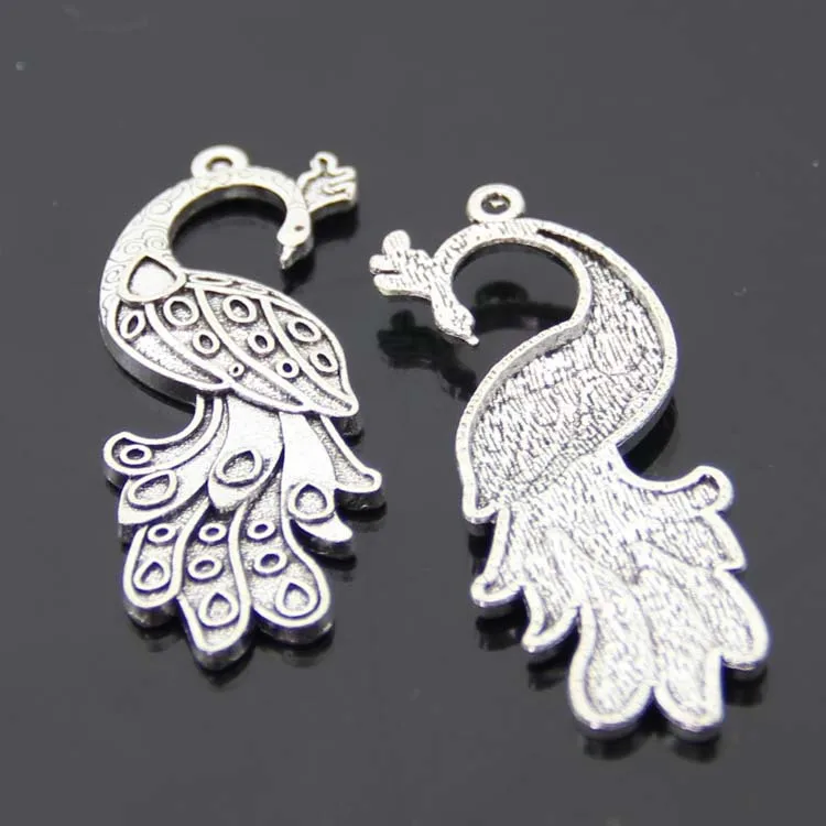 5 قطع-62x26 ملليمتر العتيقة الفضة لهجة الطاووس سحر قلادة 5 قطع-62x26 ملليمتر العتيقة الفضة لهجة الطاووس سحر قلادة